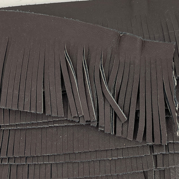 Faux Leather Fringe Trim Chocolate Brown 2.5 Inched wide 12 Yards - Picture 2 of 6